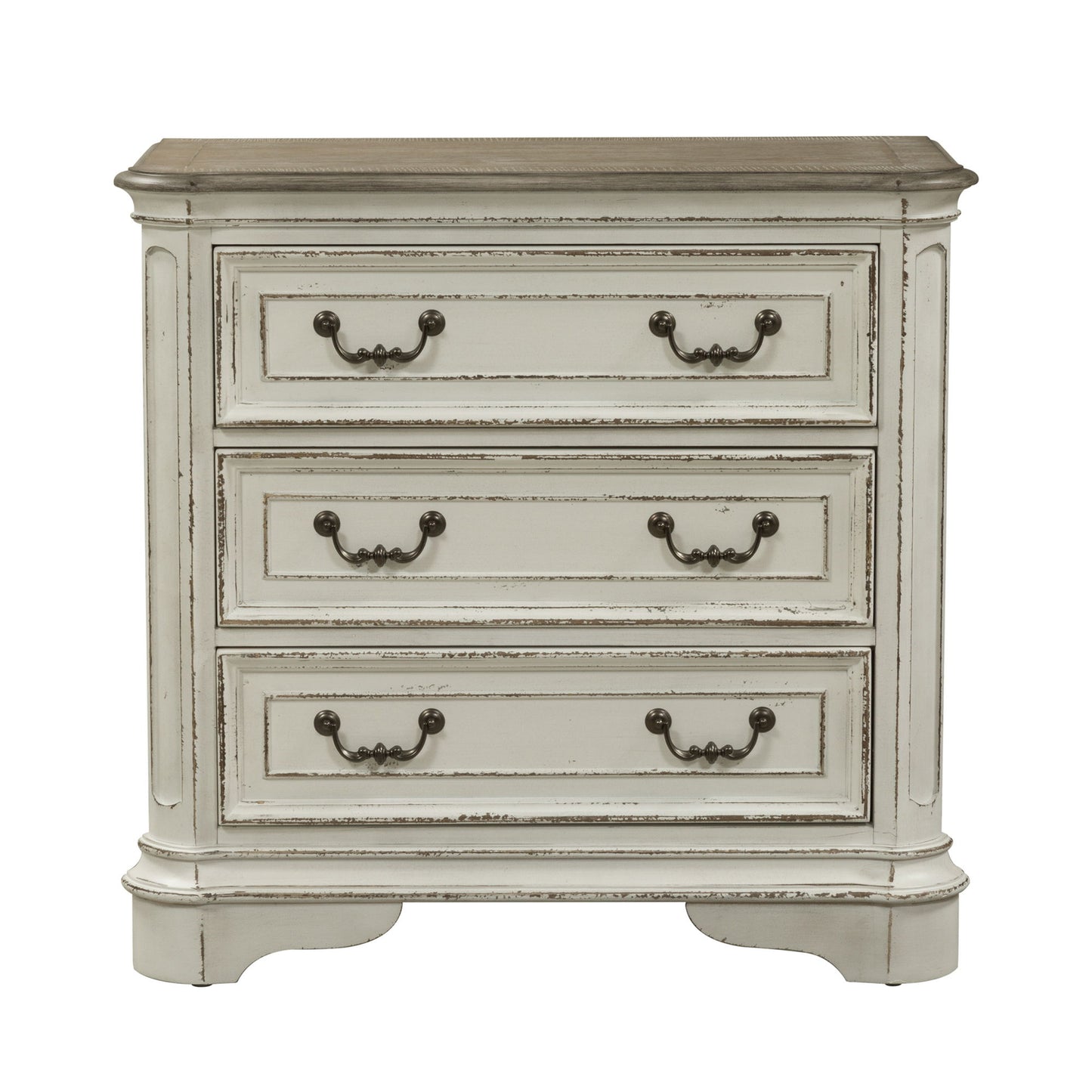 Magnolia Manor - 3 Drawer Bedside Chest With Charging Station - White - Hornell Furniture Outlet