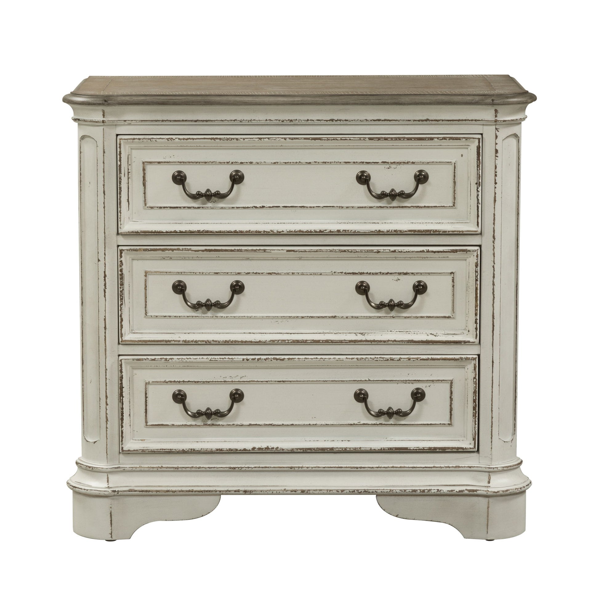 Magnolia Manor - 3 Drawer Bedside Chest With Charging Station - White - Hornell Furniture Outlet
