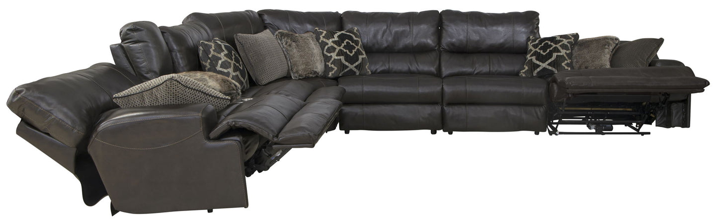 Como - 7 Piece Italian Leather Match Reclining Sectional - Hornell Furniture Outlet