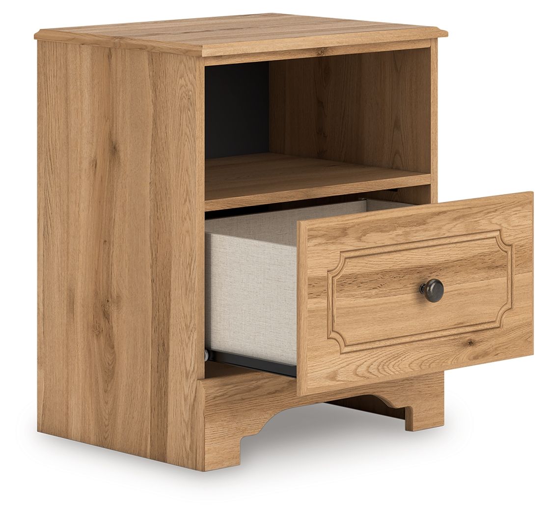Aleaport - Warm Brown - One Drawer Night Stand - Hornell Furniture Outlet