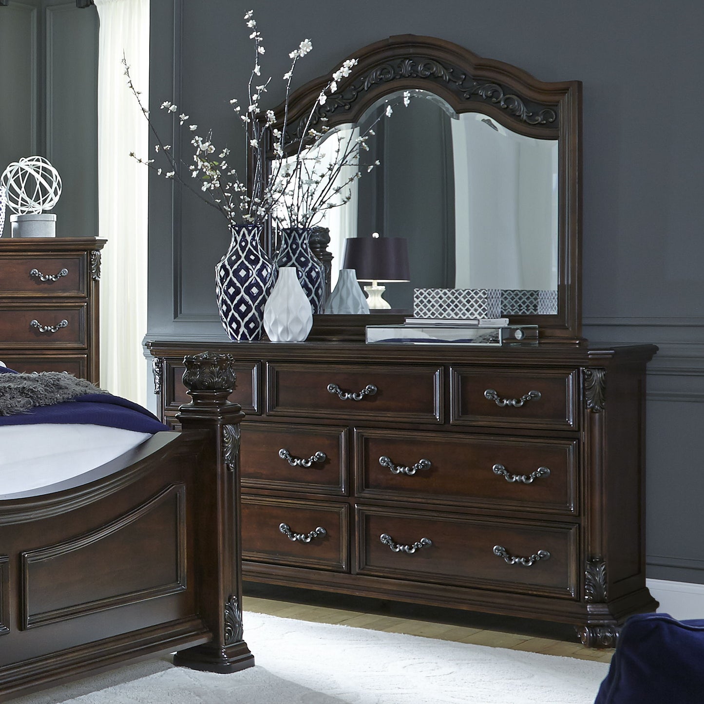 Messina Estates - Dresser & Mirror - Dark Brown - Hornell Furniture Outlet