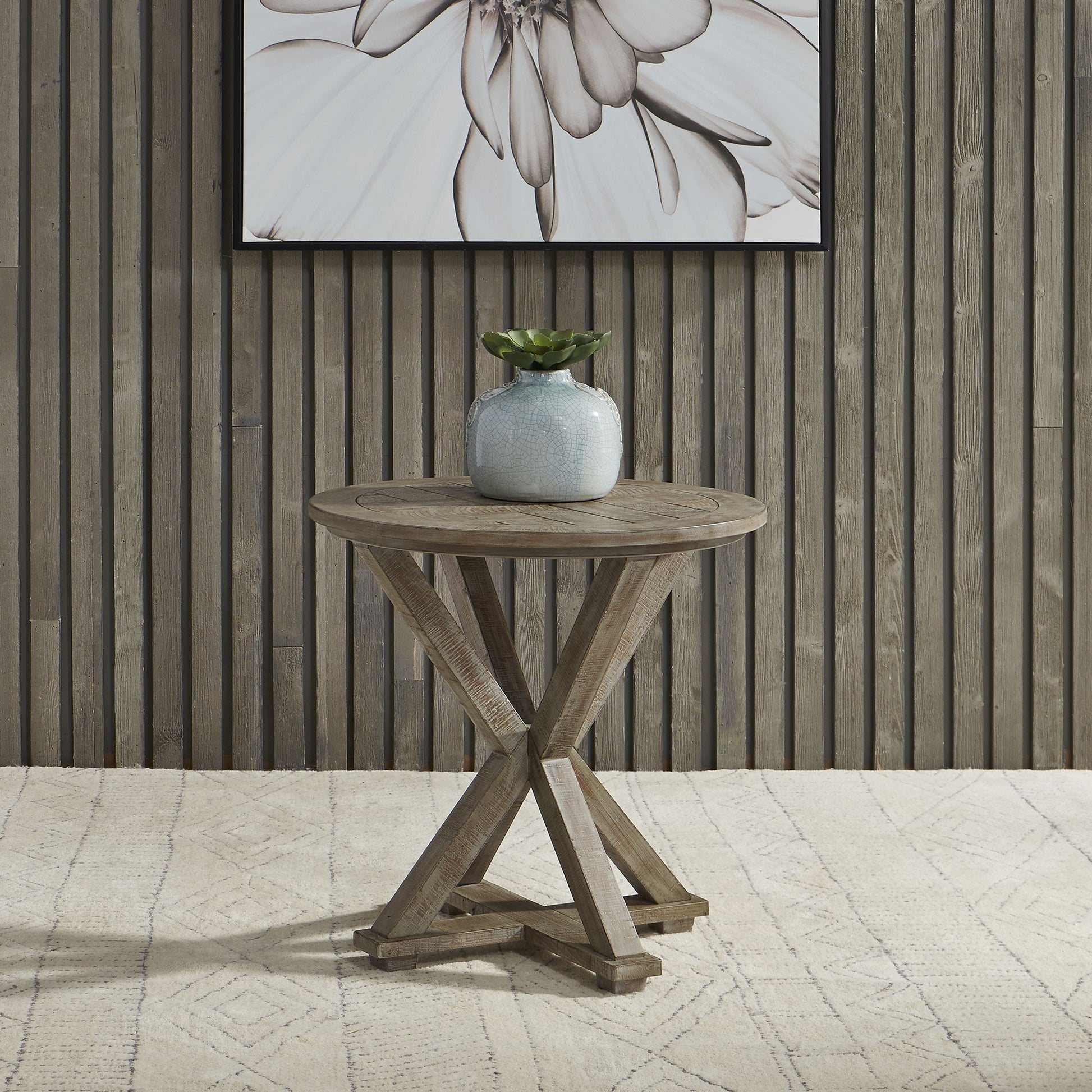 Parkland Falls - Round End Table - Light Brown - Hornell Furniture Outlet