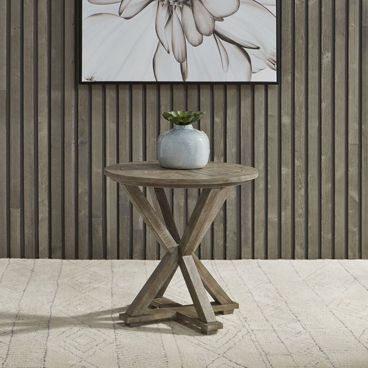 Parkland Falls - Round End Table - Light Brown - Hornell Furniture Outlet