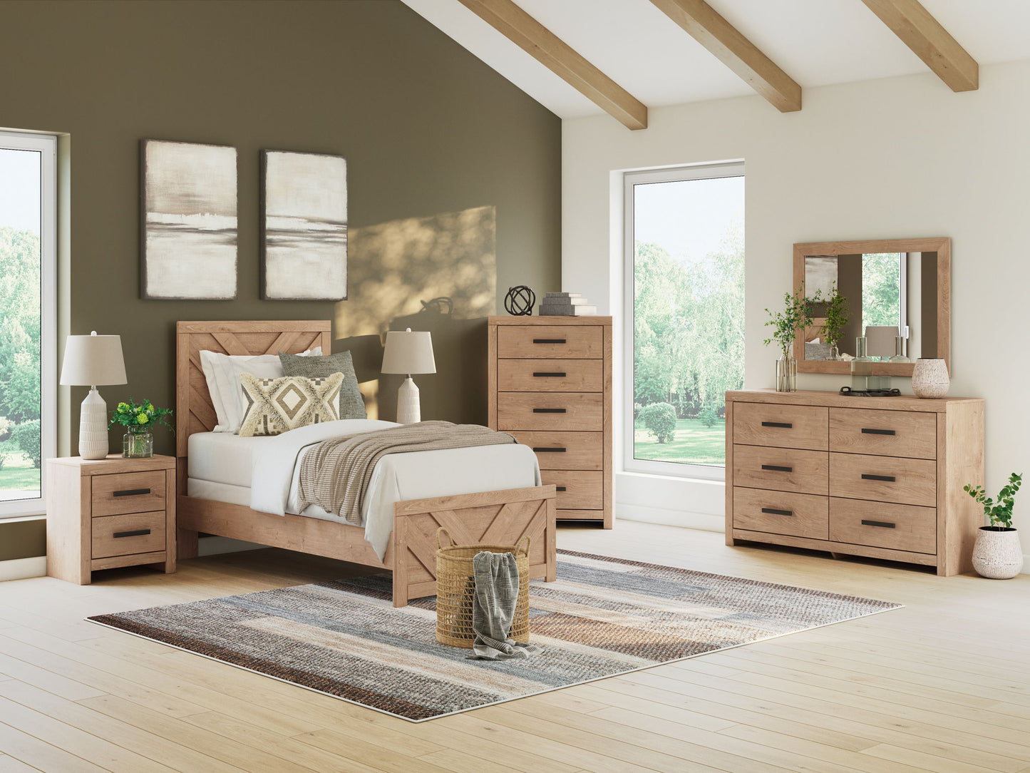 Sanginlane - Panel Bedroom Set - Hornell Furniture Outlet