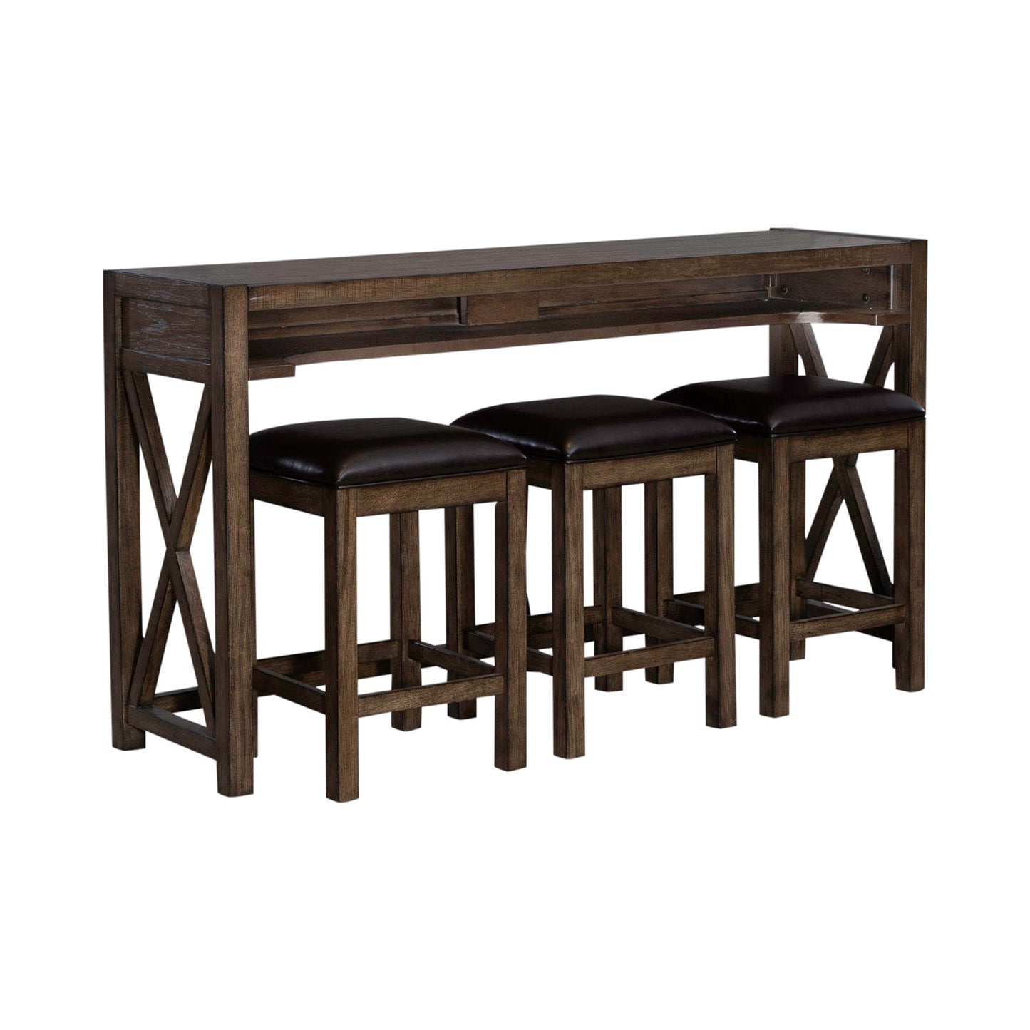 Lennox - 4 Piece Console Set (Console 3 Stools) - Dark Brown - Hornell Furniture Outlet