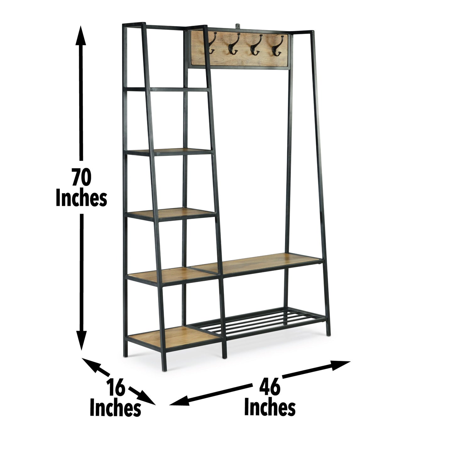 Hampton - Hall Tree - Dark Brown - Hornell Furniture Outlet