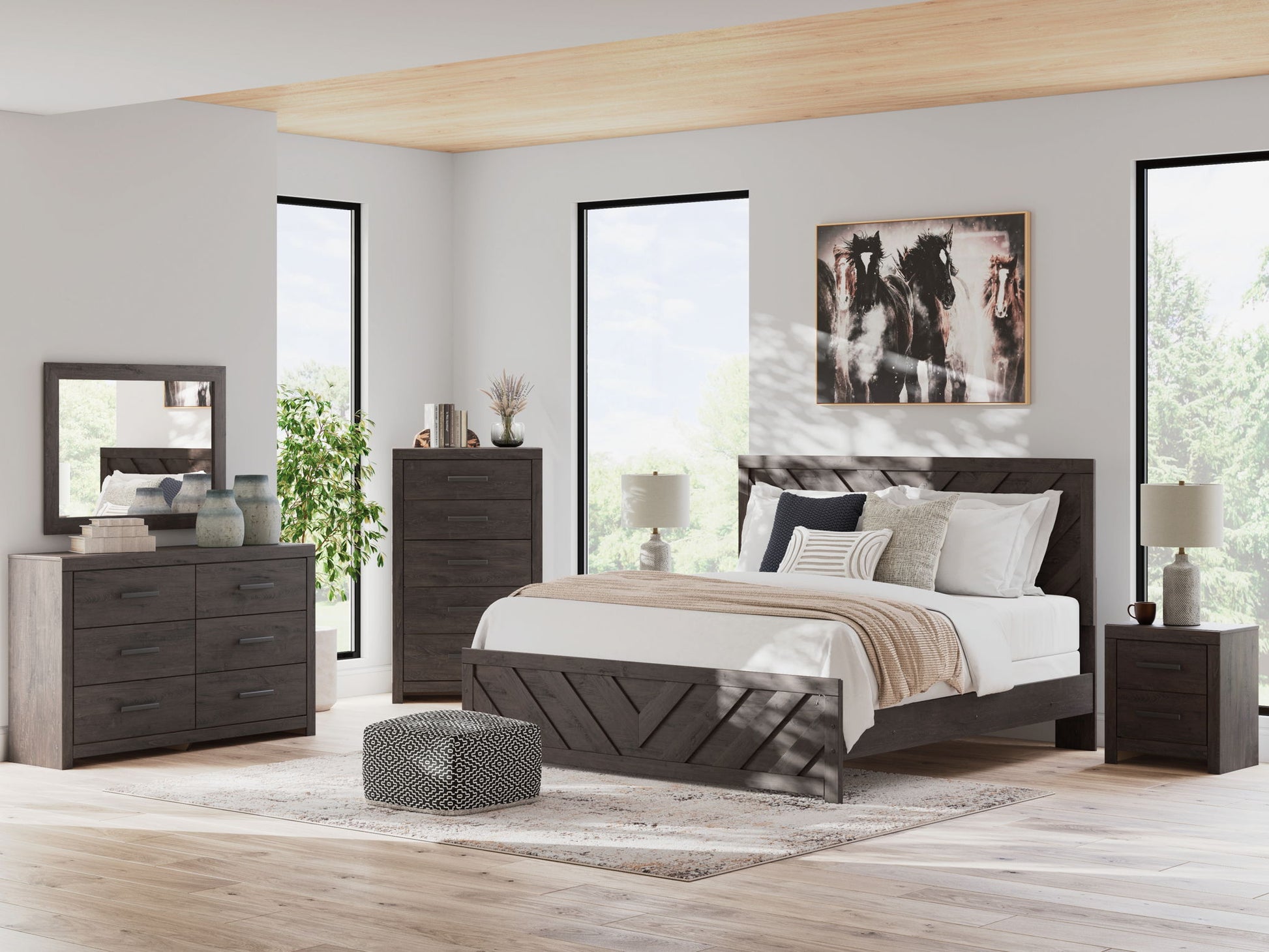 Prendonea - Charcoal - Six Drawer Dresser - Hornell Furniture Outlet