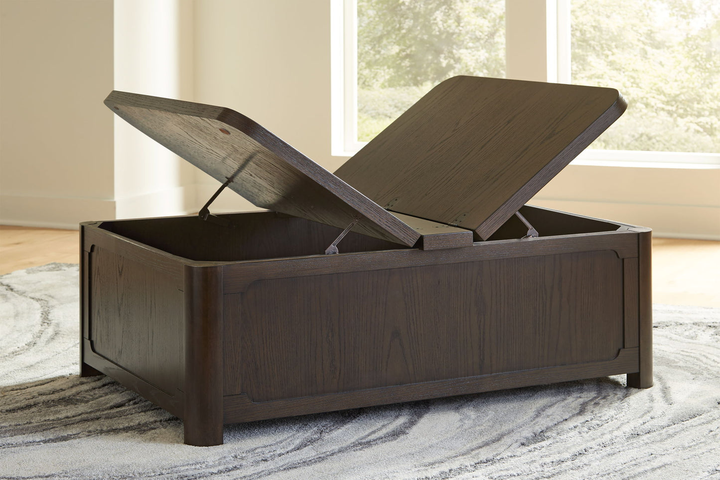 Breckington - Cocktail Table With Storage - Dark Brown - Hornell Furniture Outlet