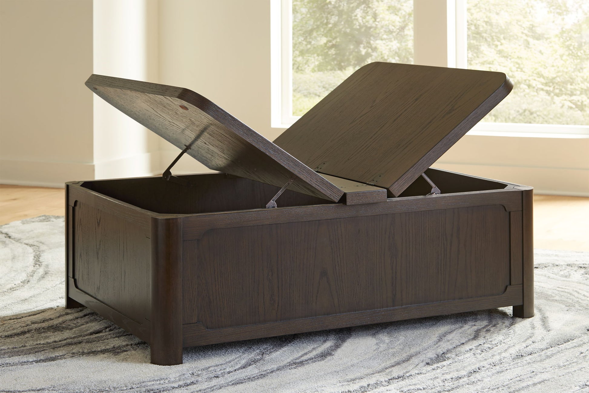 Breckington - Cocktail Table With Storage - Dark Brown - Hornell Furniture Outlet