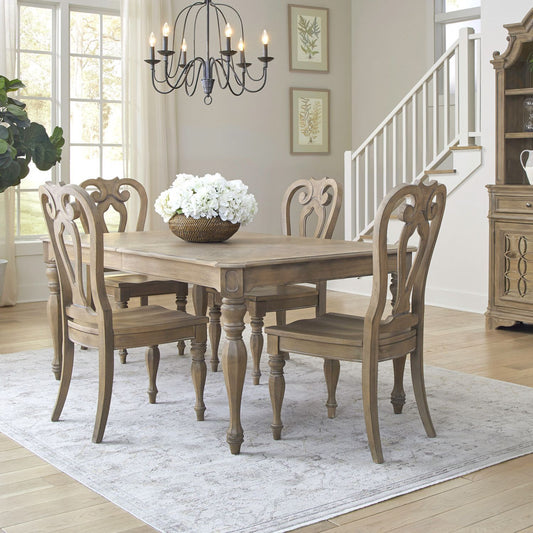 Magnolia Manor - 5 Piece Rectangular Table Set - Brown - Hornell Furniture Outlet