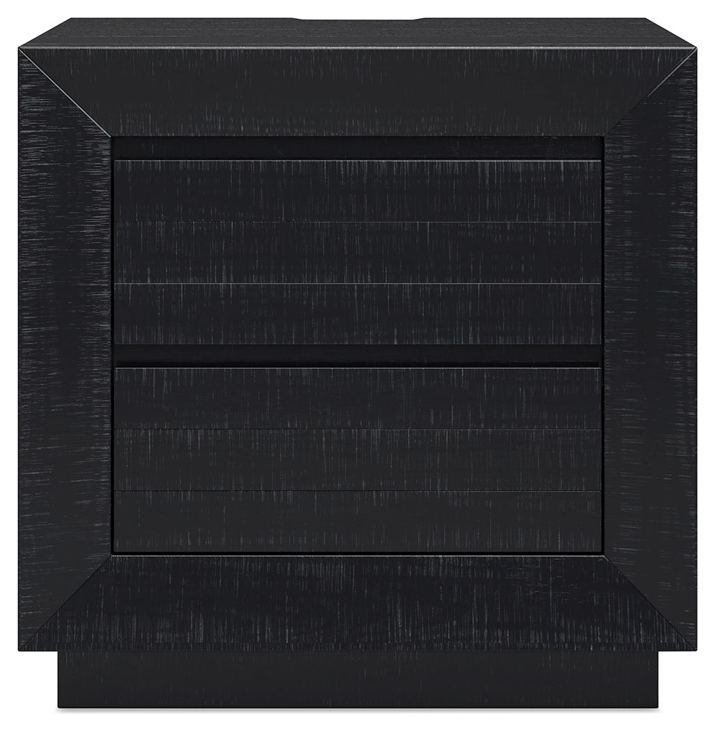 Londer - Black - Two Drawer Night Stand - Hornell Furniture Outlet