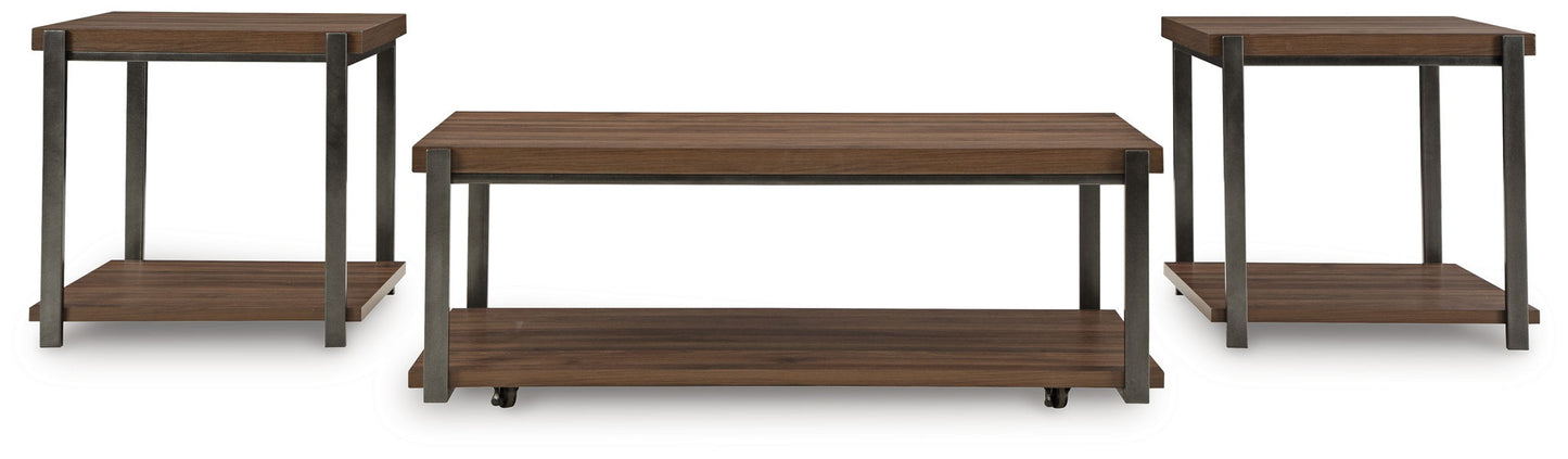 Trindwick - Brown / Gun Metal - Occasional Table Set (Set of 3) - Hornell Furniture Outlet