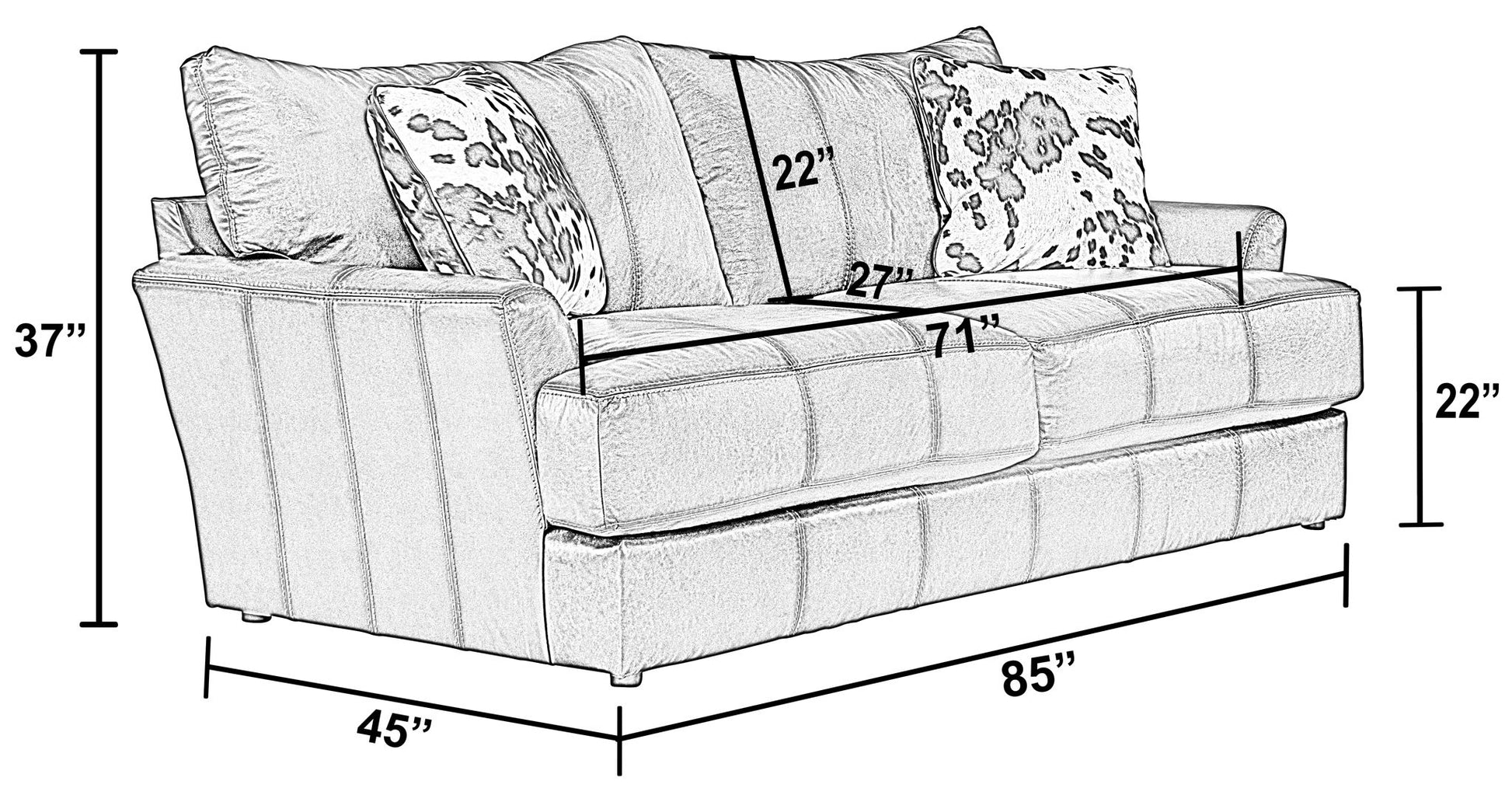 Pavia - Top Grain Italian Leather Sofa With Cuddler Cushions - Cocoa - Hornell Furniture Outlet