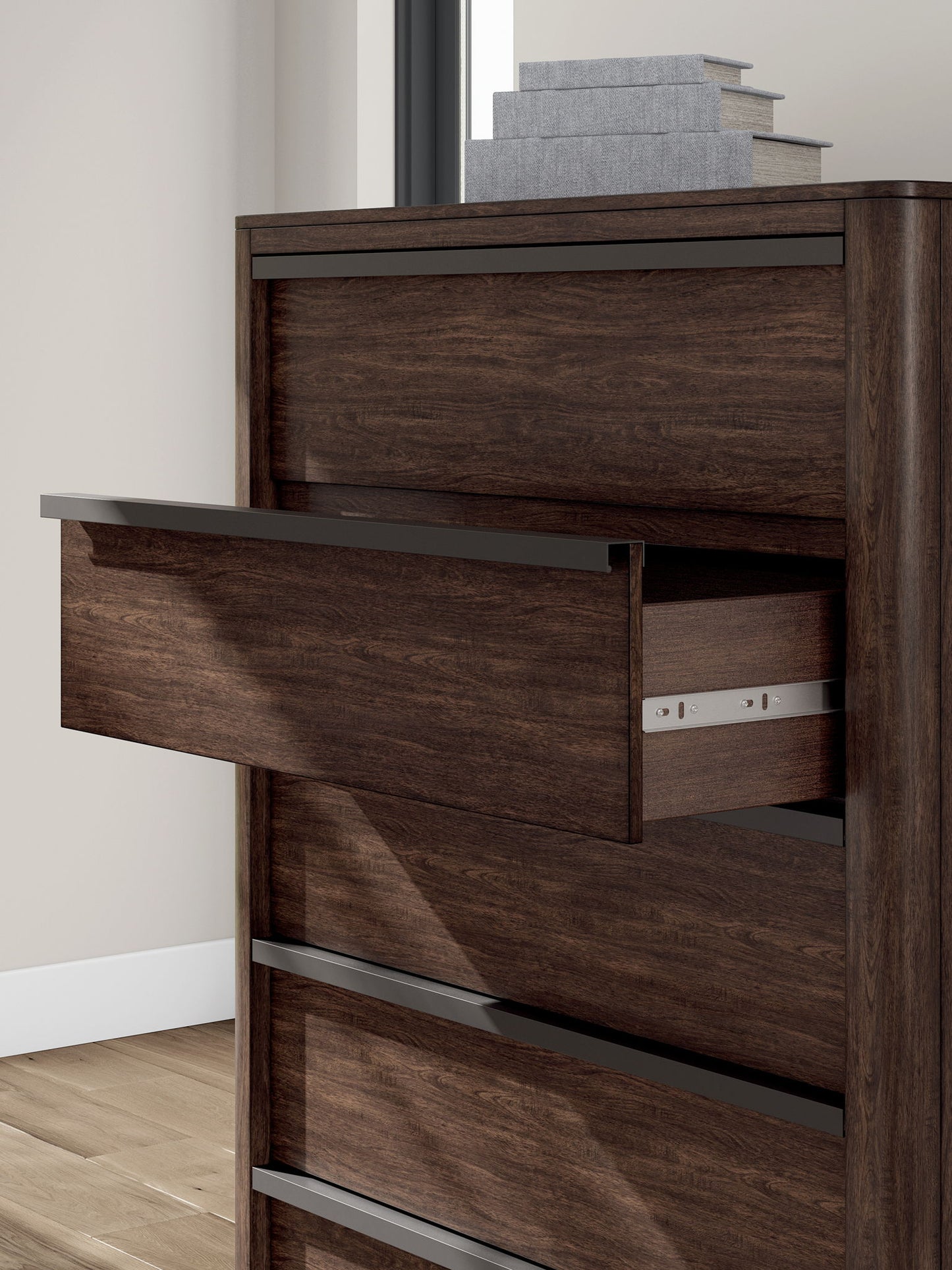 Dilenno - Dark Brown - Five Drawer Chest - Hornell Furniture Outlet
