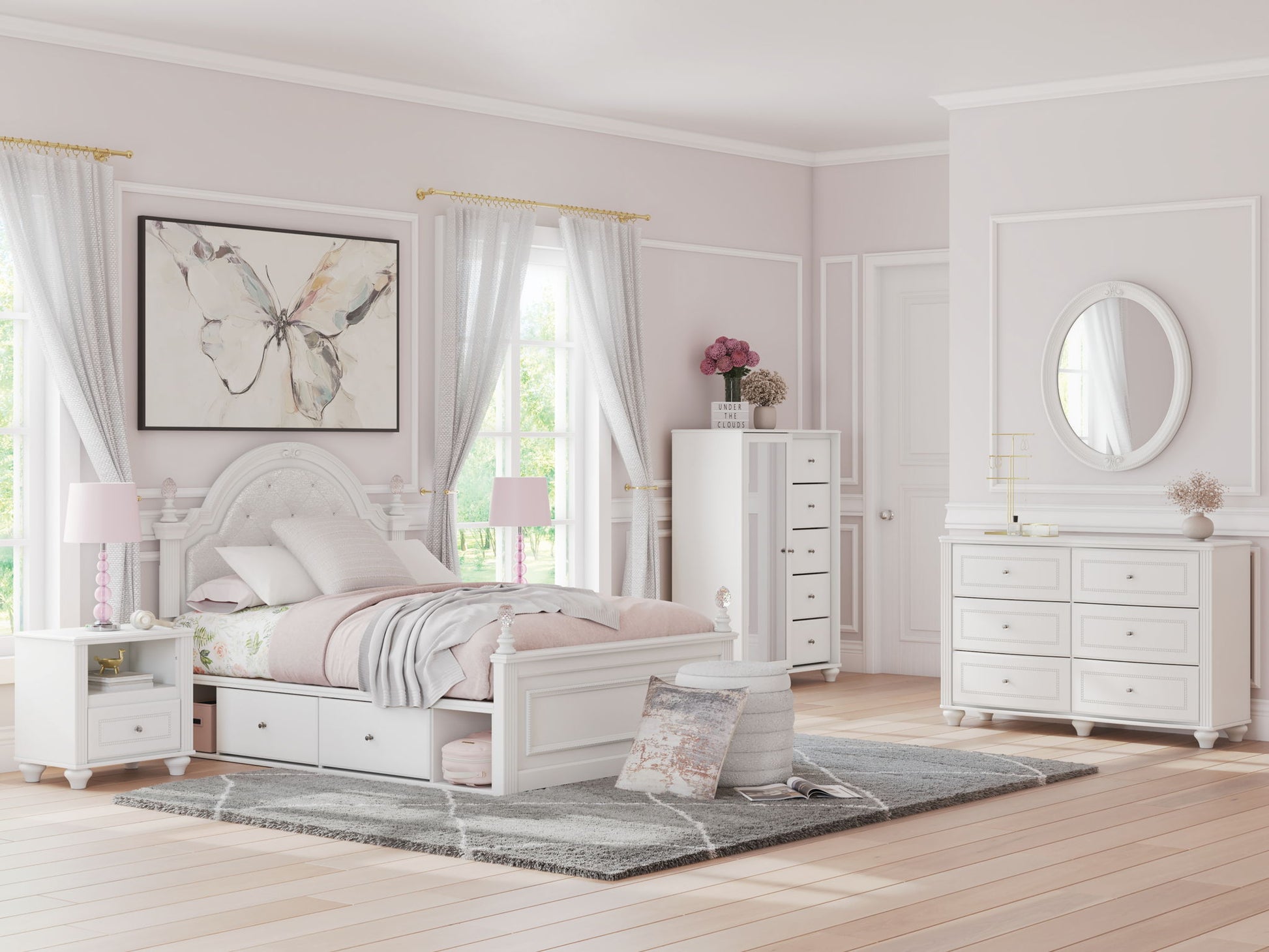 Kozlani - Full Upholstered Panel Headboard - White - Hornell Furniture Outlet