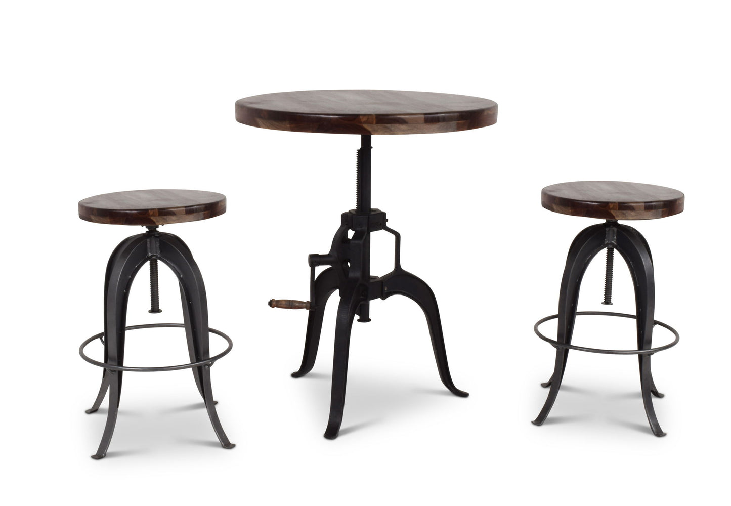 Sparrow - Round Crank Table - Dark Brown - Hornell Furniture Outlet