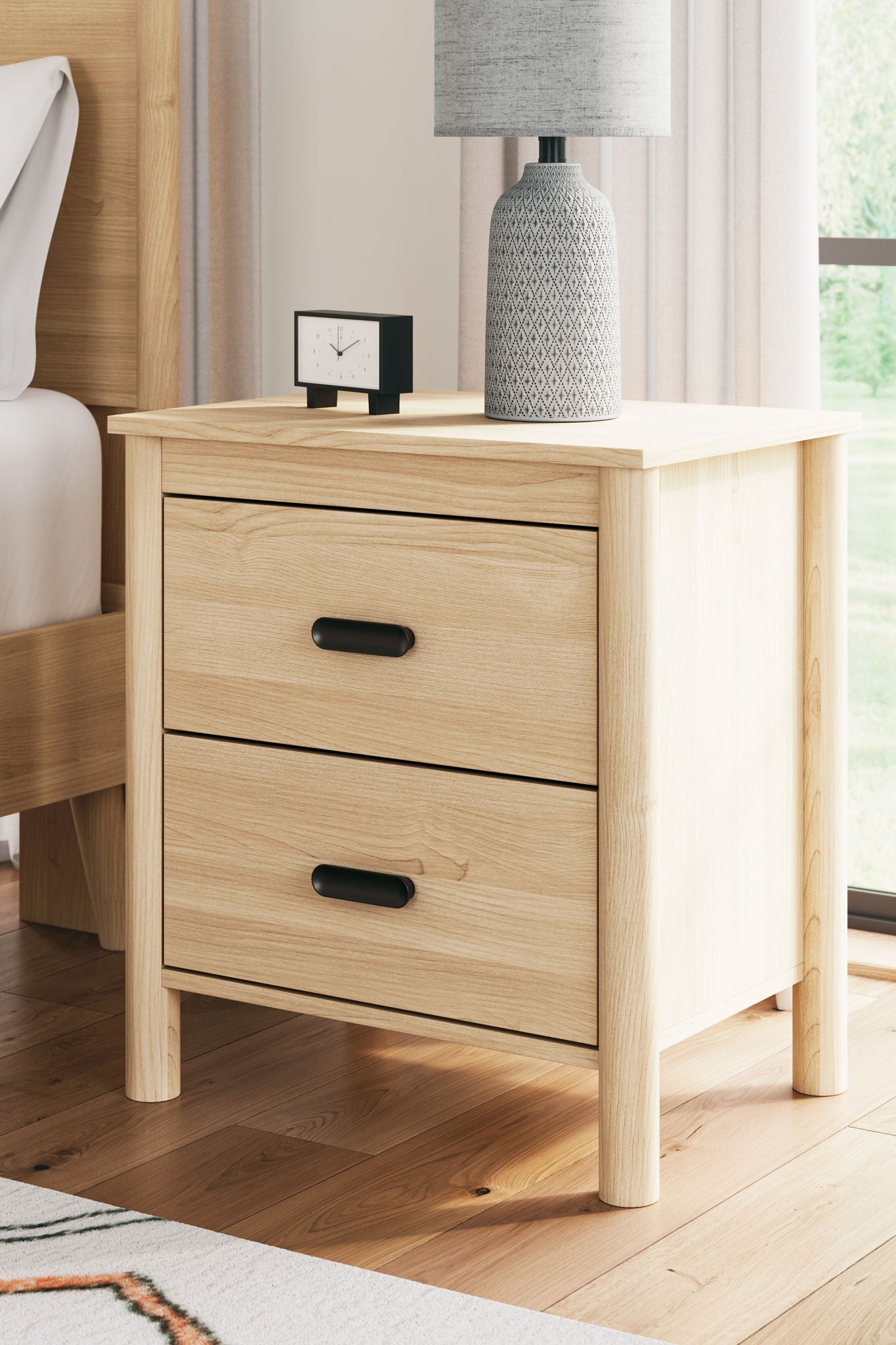 Cabinella - Tan - Two Drawer Night Stand - Hornell Furniture Outlet
