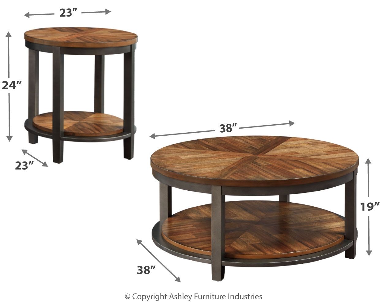 Roybeck - Light Brown / Bronze - Occasional Table Set (Set of 3) - Hornell Furniture Outlet