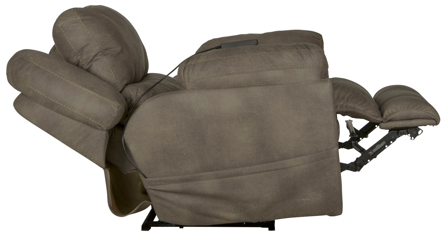 Flynn - Power Lay Flat Recliner With Power Adjustable Headrest & Lumbar And Dual Heat & Massage - Fig - Hornell Furniture Outlet