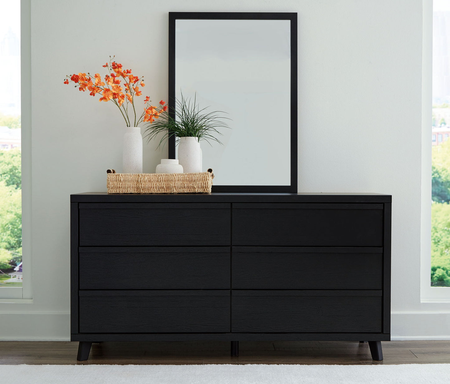Danziar - Black - Dresser And Mirror - Hornell Furniture Outlet