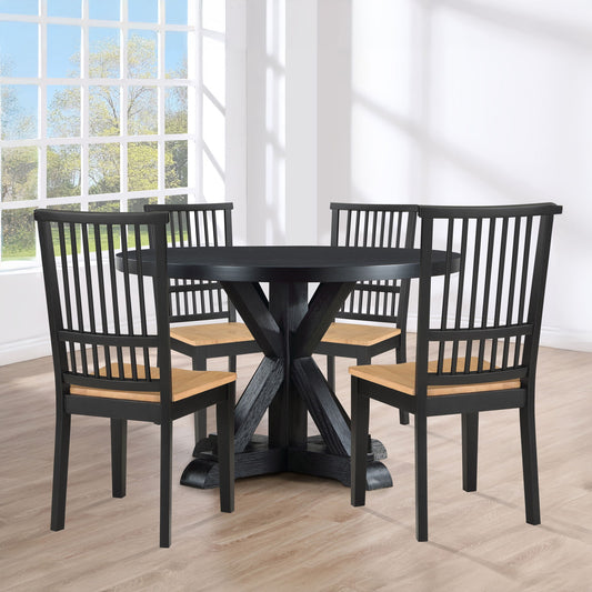 Molly - 48" Table With 4 Magnolia Chairs - Black - Hornell Furniture Outlet