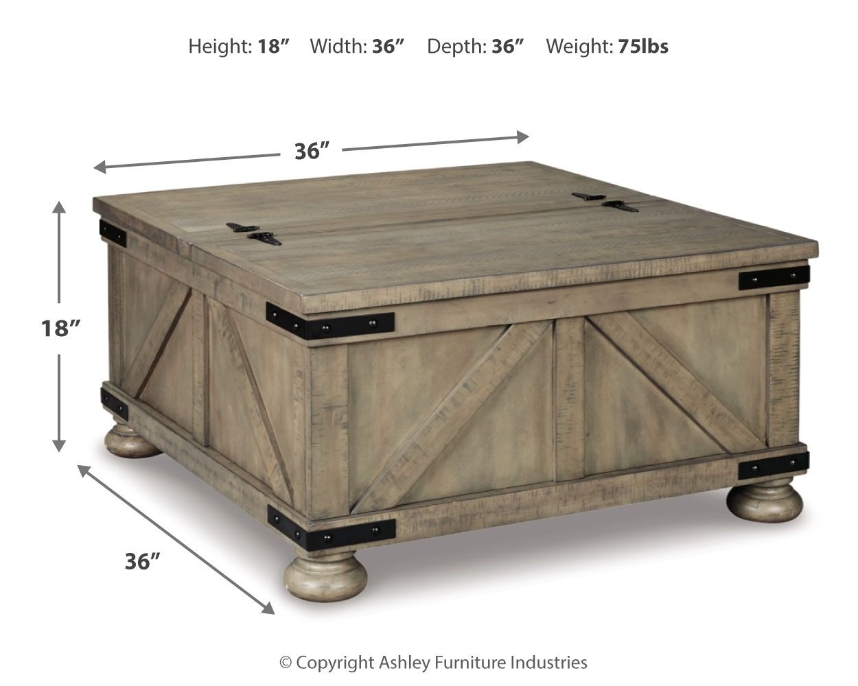 Aldwin - Gray - Cocktail Table With Storage - Square - Hornell Furniture Outlet