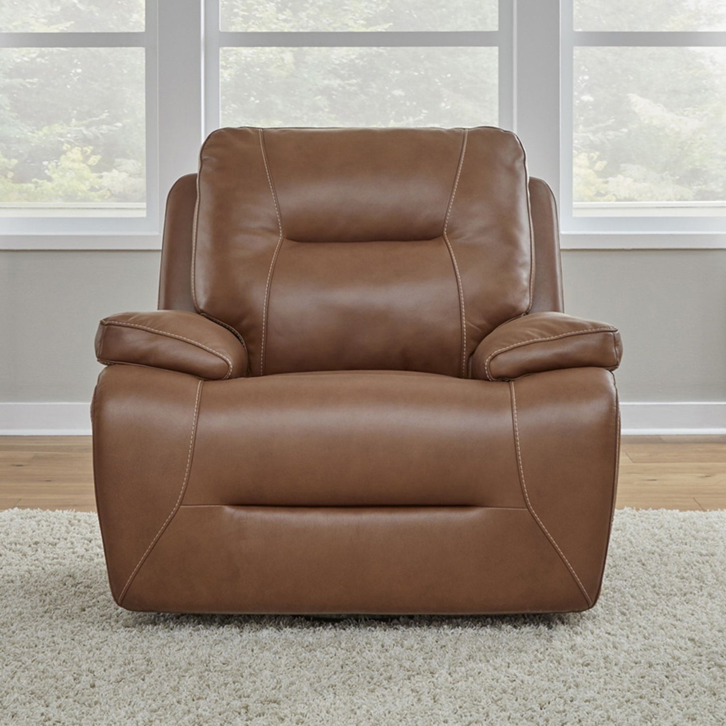 Cameron - Swivel Glider Recliner P3 - Saddle - Dakota Saddle Leather - Hornell Furniture Outlet