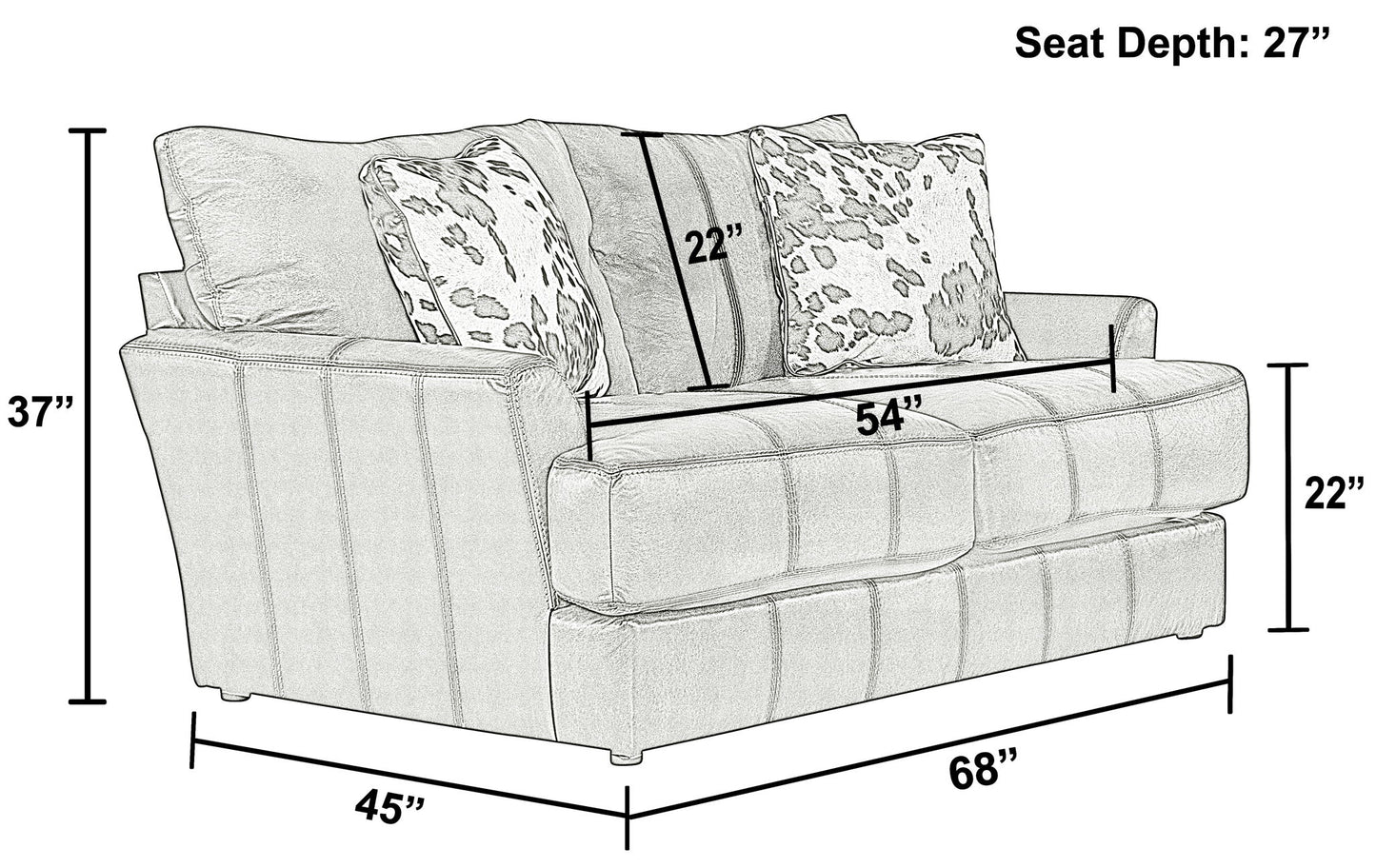 Pavia - Top Grain Italian Leather Loveseat With Cuddler Cushions - Cocoa - Hornell Furniture Outlet