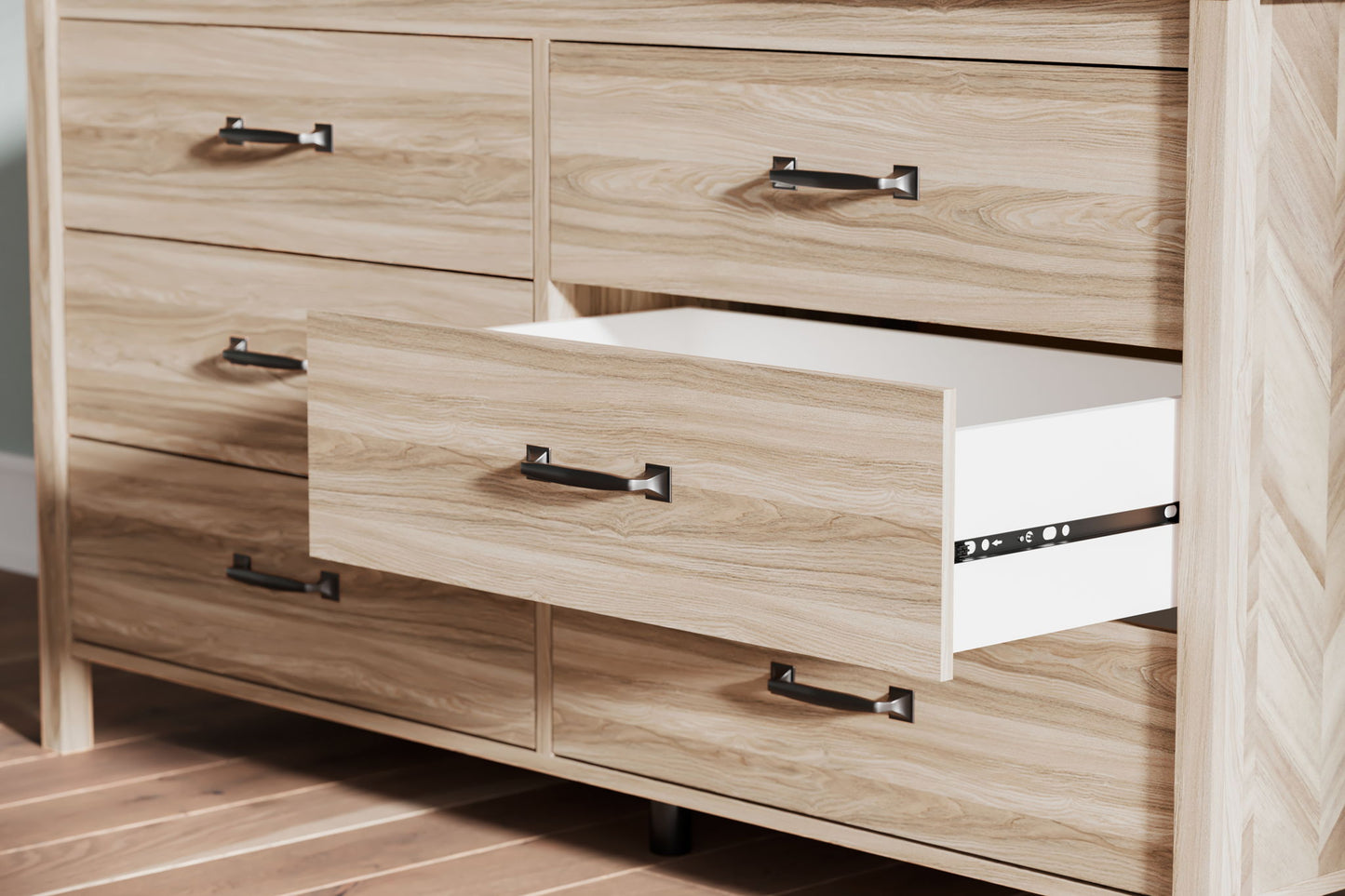 Battelle - Tan - Six Drawer Dresser - Hornell Furniture Outlet