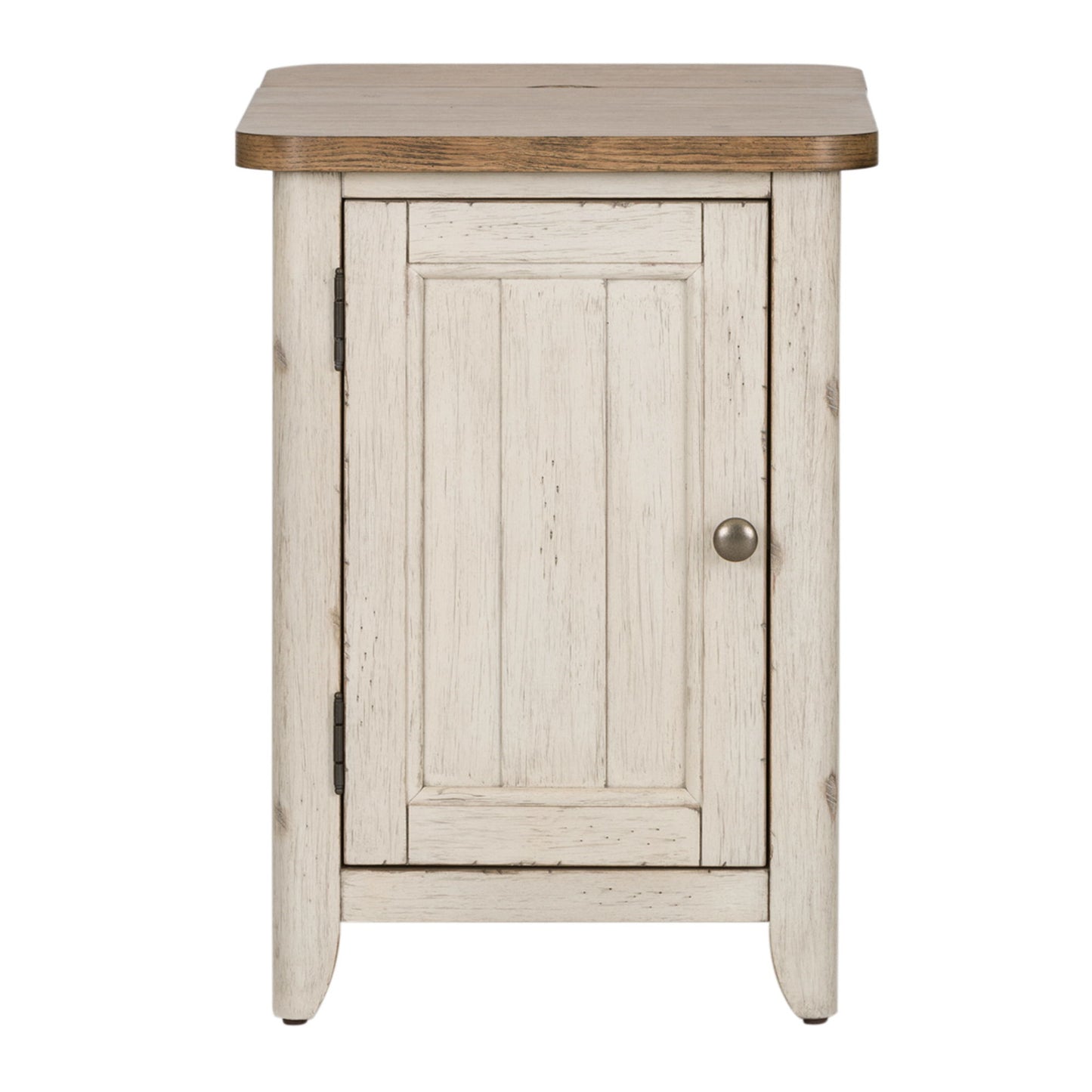 Farmhouse Reimagined - Door Chair Side Table With Charging Station - White - Hornell Furniture Outlet