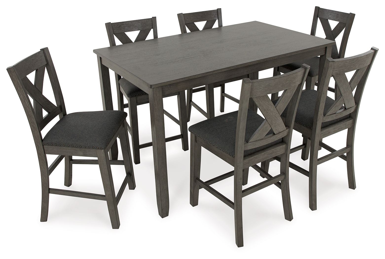 Caitbrook - Gray - Rect Drm Counter Table Set (Set of 7) - Hornell Furniture Outlet