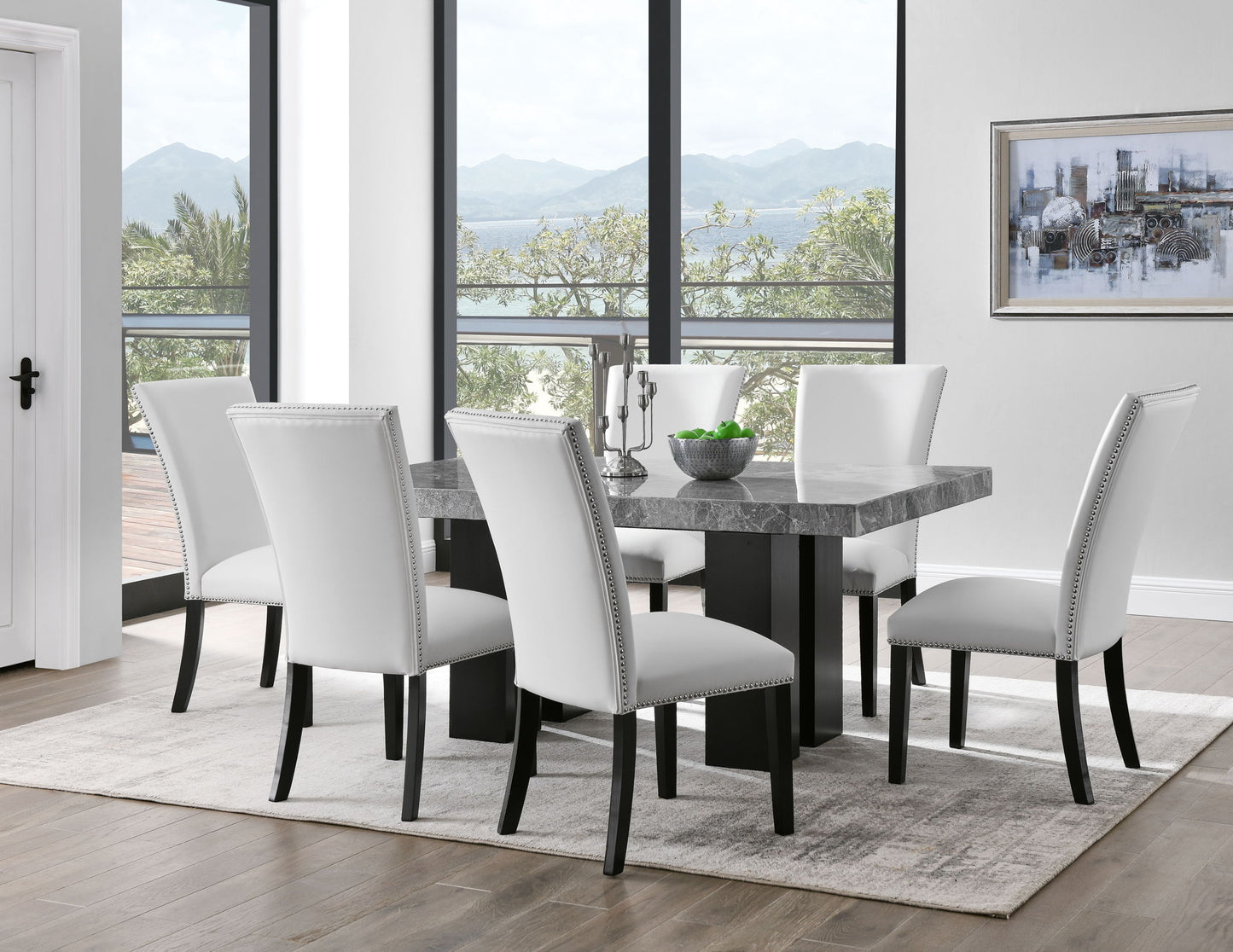 Camila - Rectangular Dining Set - Gray Top - Hornell Furniture Outlet