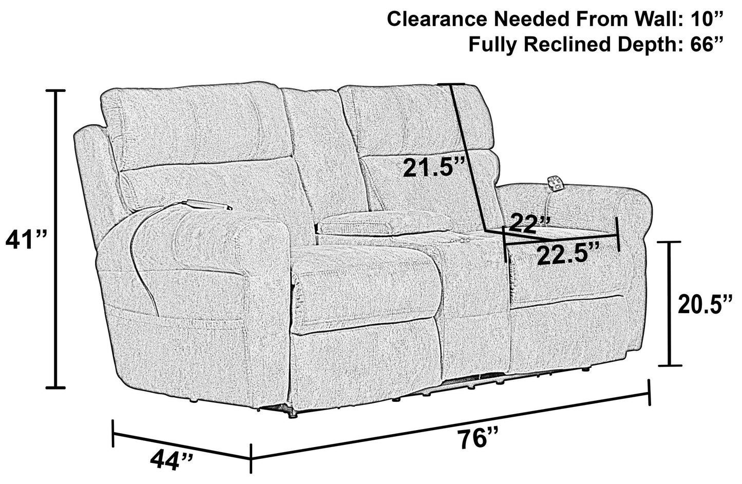 Tranquility - Power Headrest Power Lay Flat Reclining Cons Loveseat With CR3 Heat / Massage / Lumbar - Pewter - Hornell Furniture Outlet