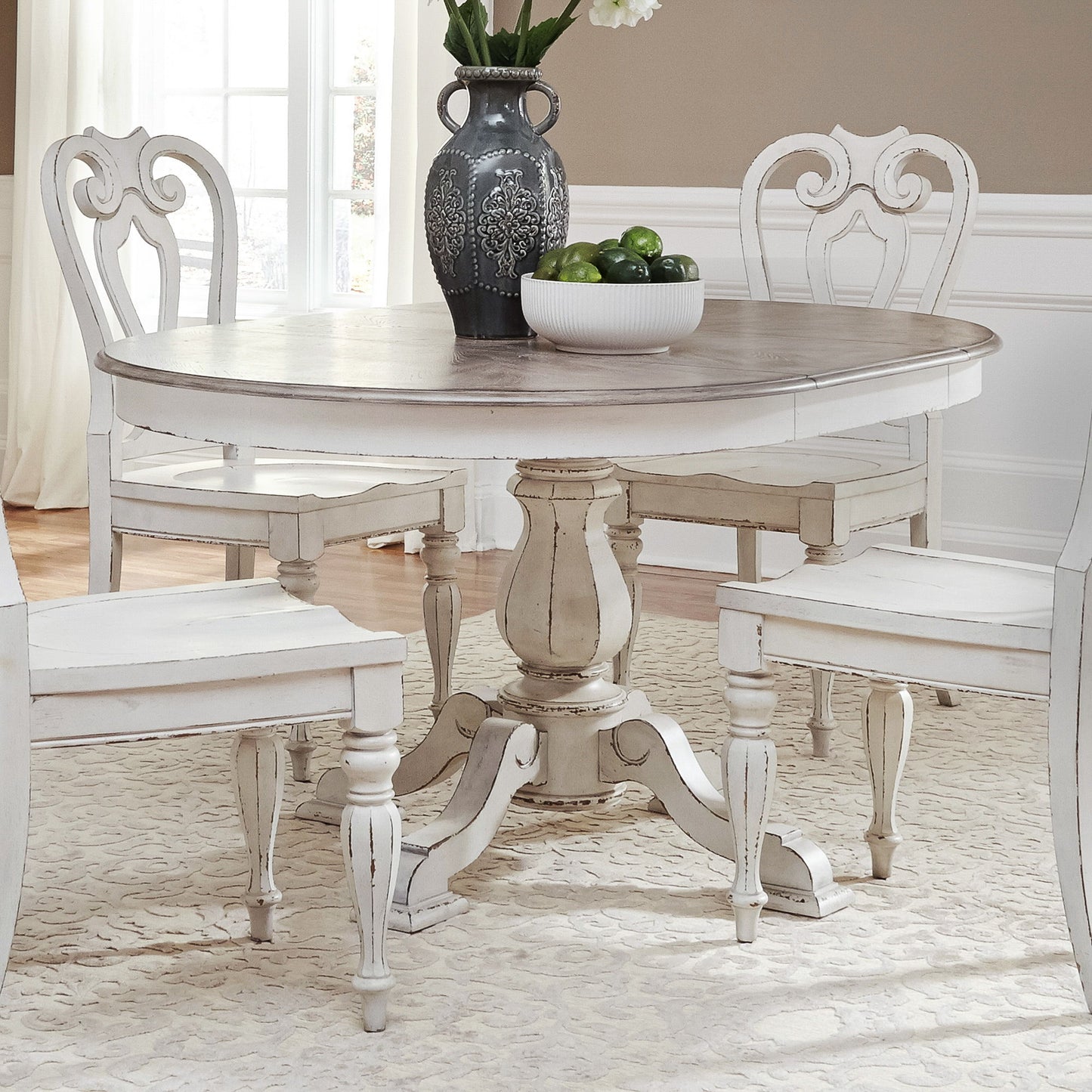 Magnolia Manor - Pedestal Table - White - Hornell Furniture Outlet