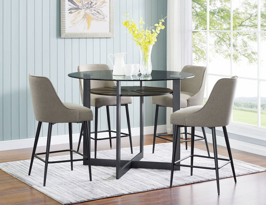 Olson - 5 Piece Counter Dining Set - Dark Gray - Hornell Furniture Outlet