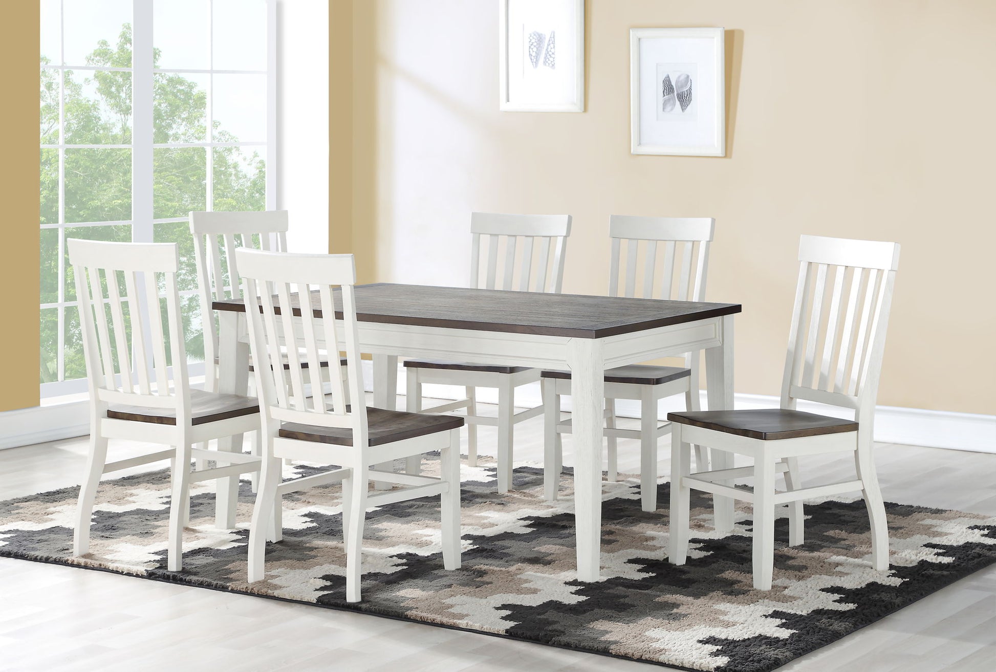 Cyalie - 7 Piece Dining Set - White - Hornell Furniture Outlet