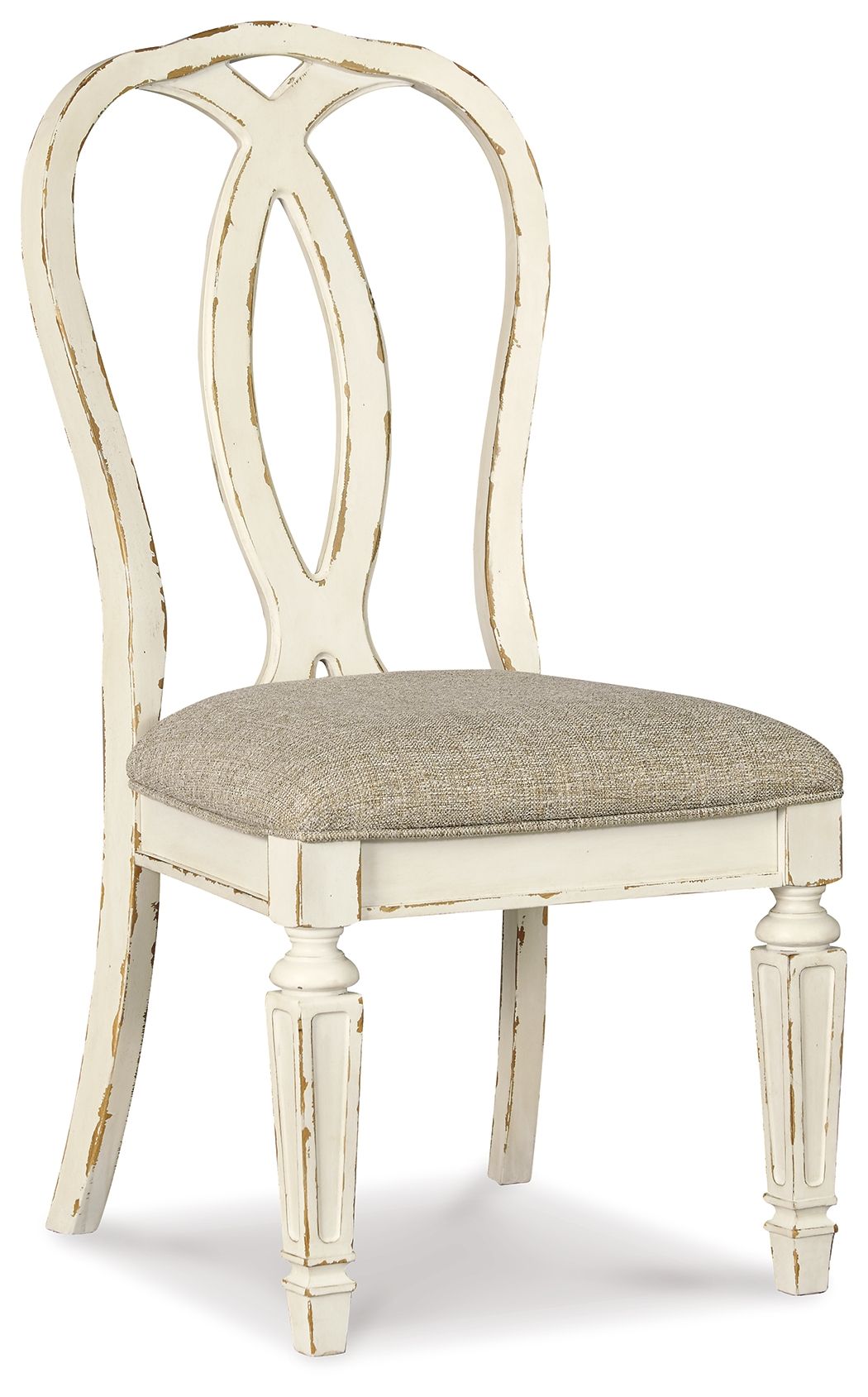 Realyn - Chipped White - Dining UPH Side Chair (Set of 2) - Ribbonback - Hornell Furniture Outlet