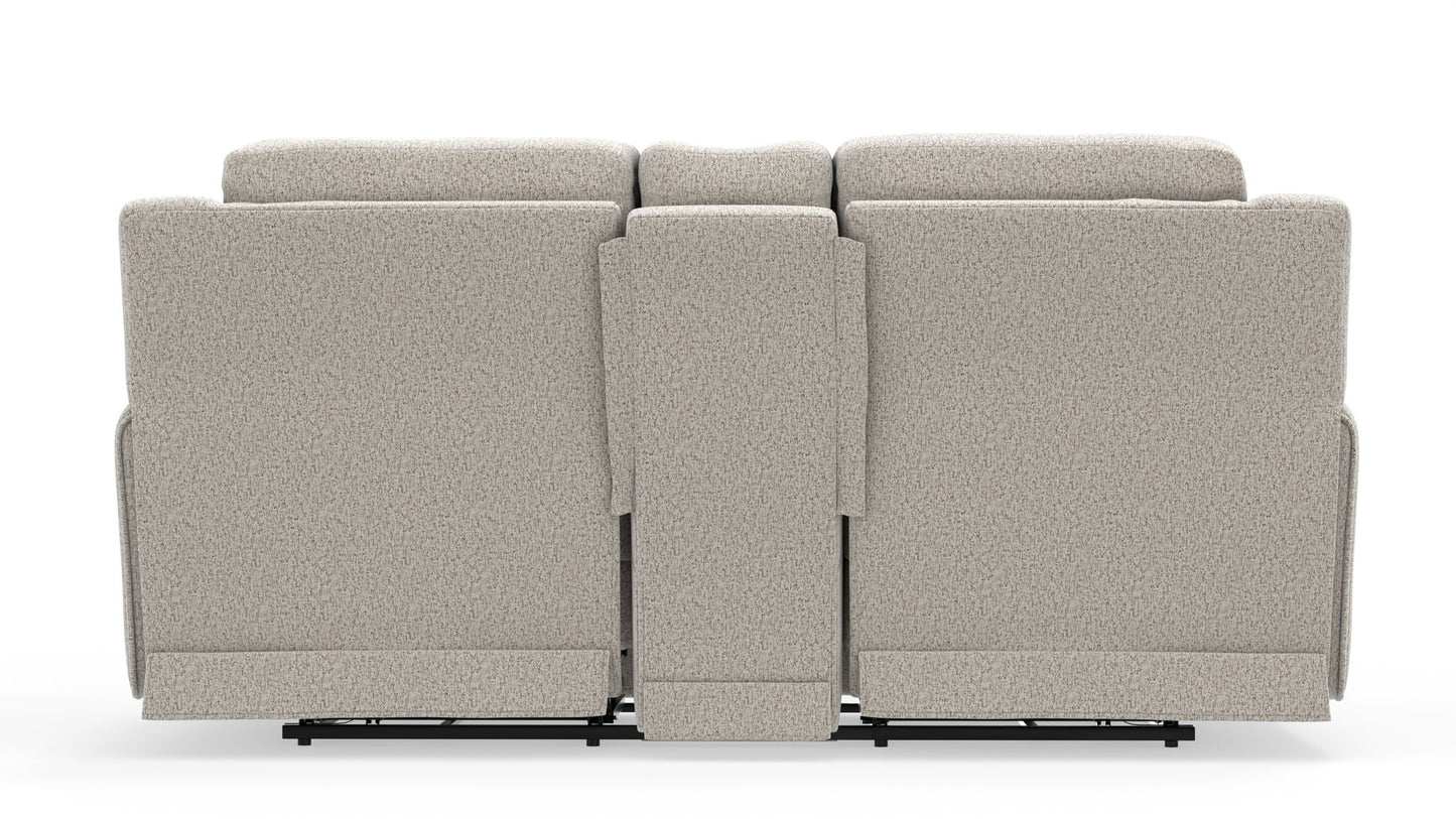 Micah - Power Headrest Power Deep Seat Reclining Console Loveseat - Oatmeal - Hornell Furniture Outlet