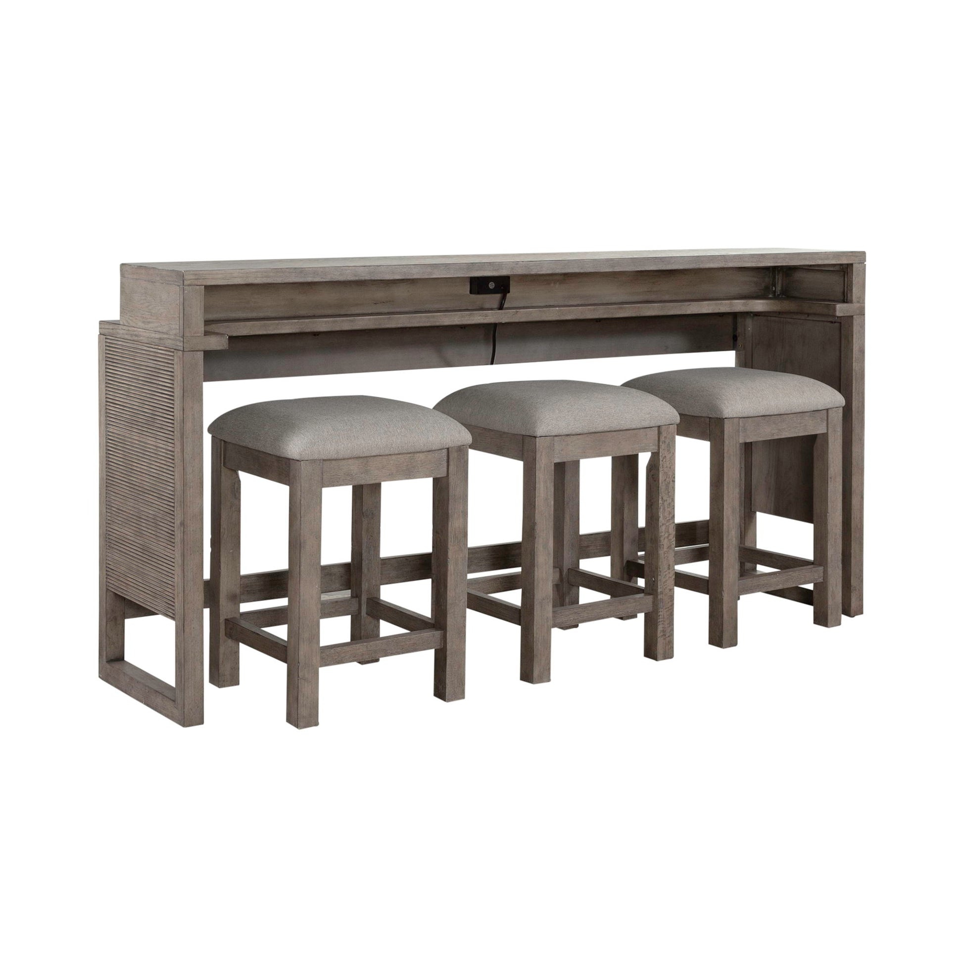 Bartlett Field - 4 Piece Living Room Set (Console Bar Table & 3 Console Stools) - Gray - Hornell Furniture Outlet