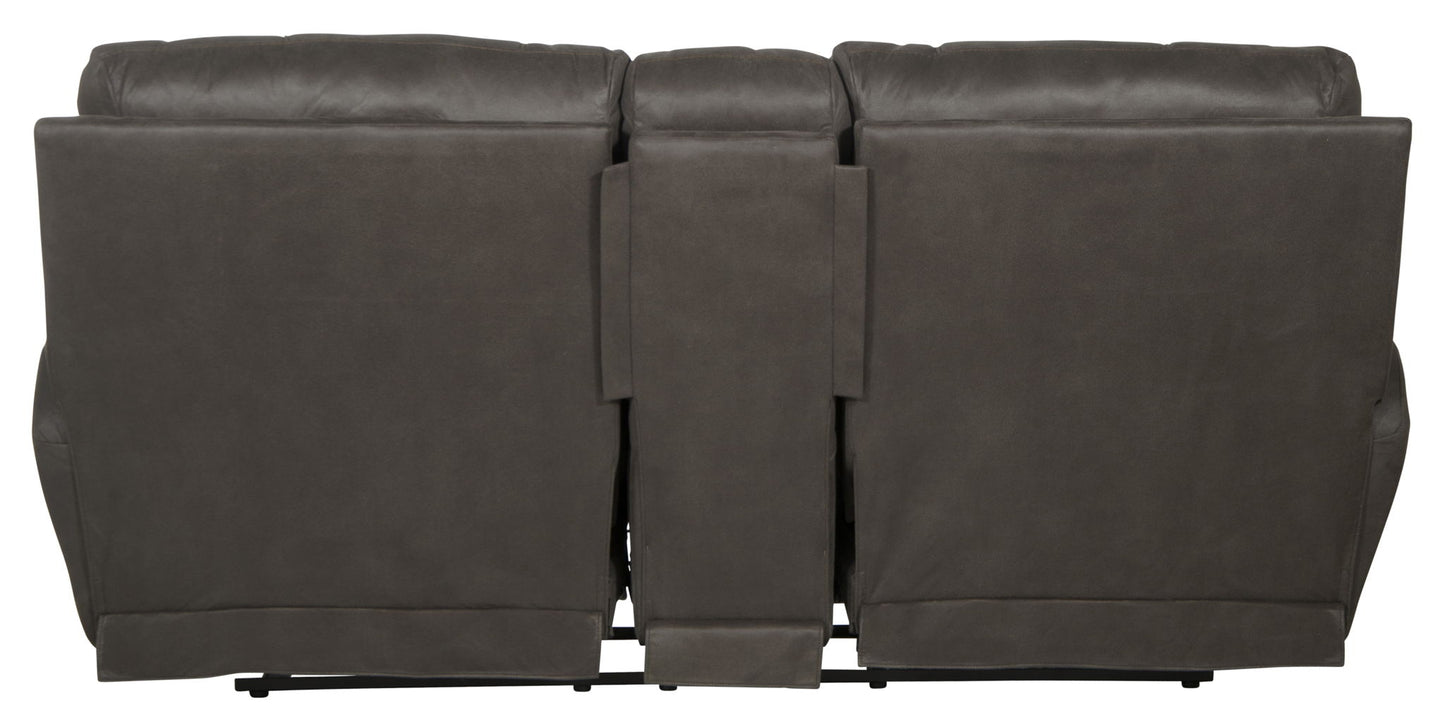 Atlas - Reclining Console Loveseat With Storage - Charcoal - Hornell Furniture Outlet
