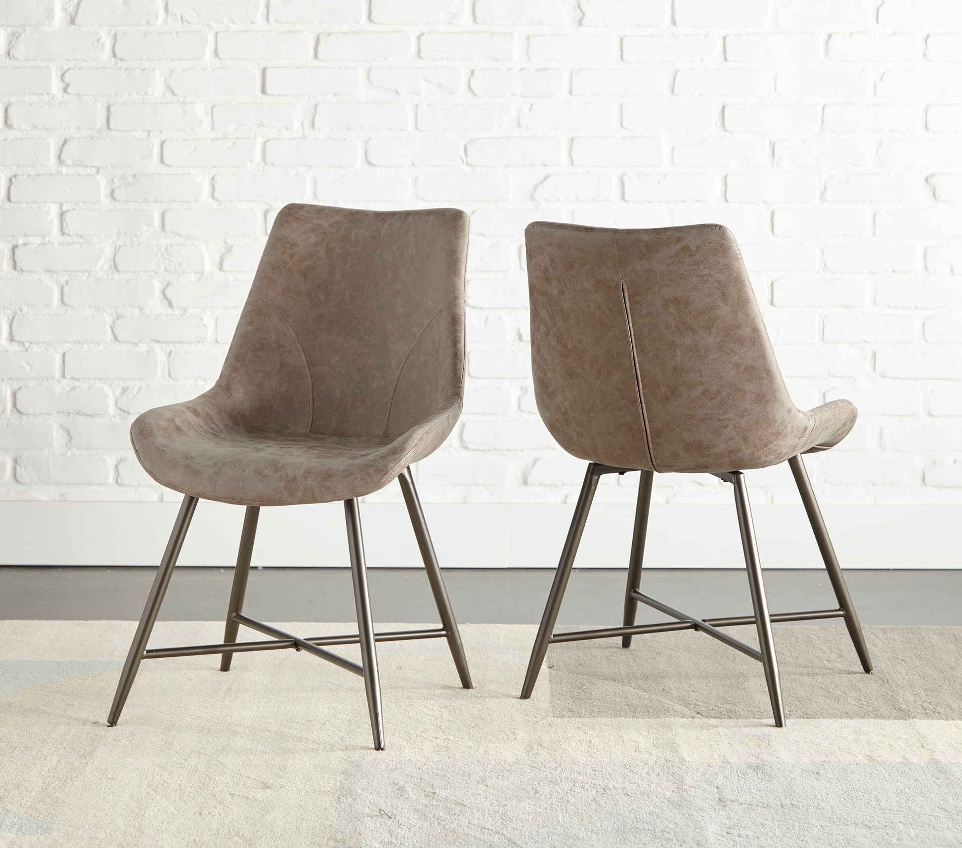 Ramona - PU Side Chair (Set of 2) - Brown - Hornell Furniture Outlet