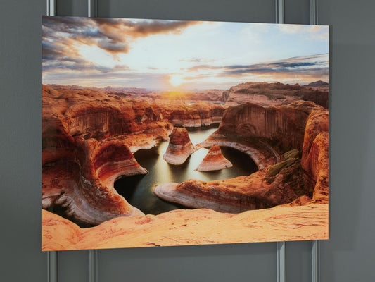 Deemsdon - Blue / Amber - Wall Art - Hornell Furniture Outlet