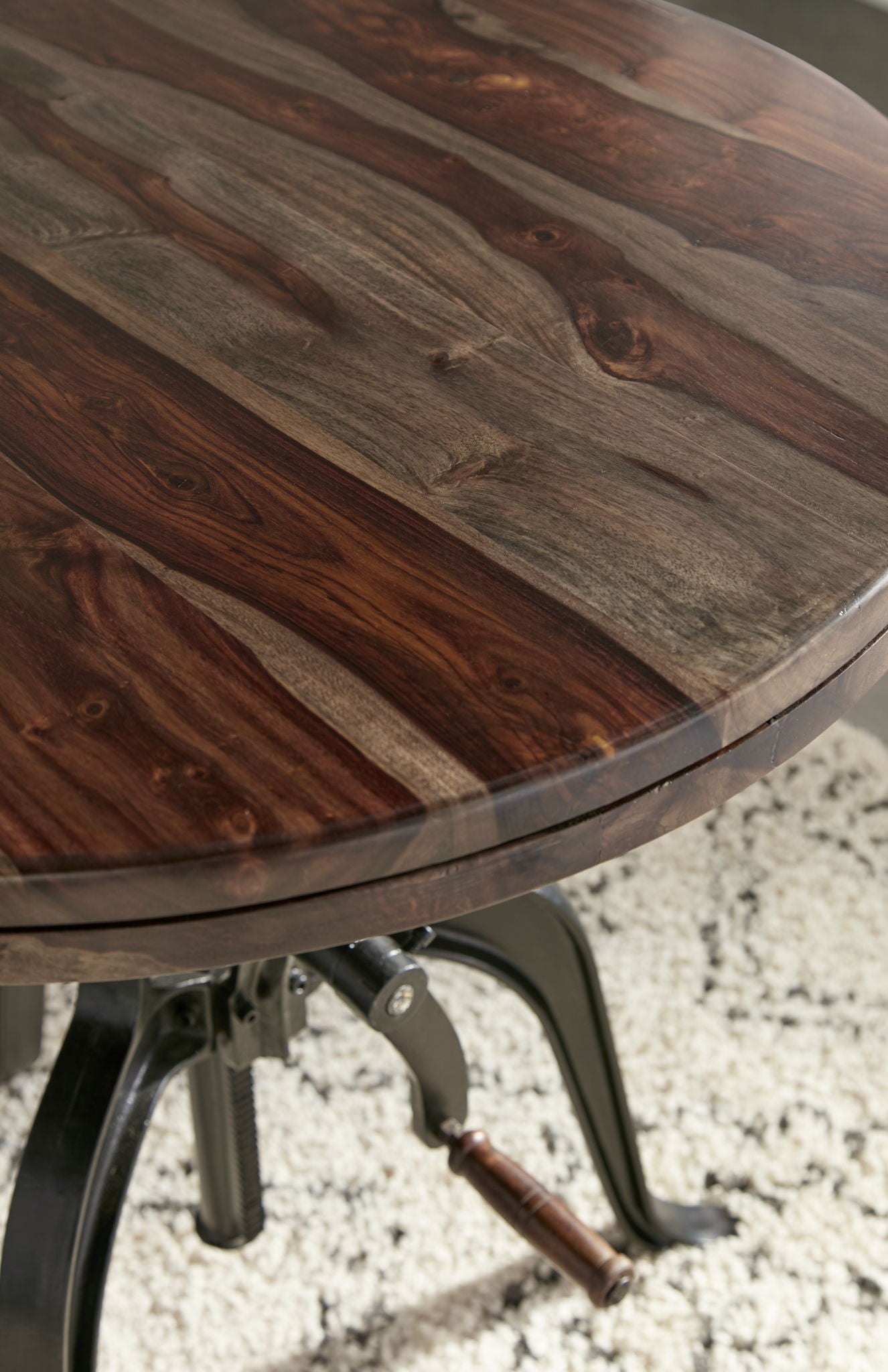 Sparrow - Round Crank Table - Dark Brown - Hornell Furniture Outlet