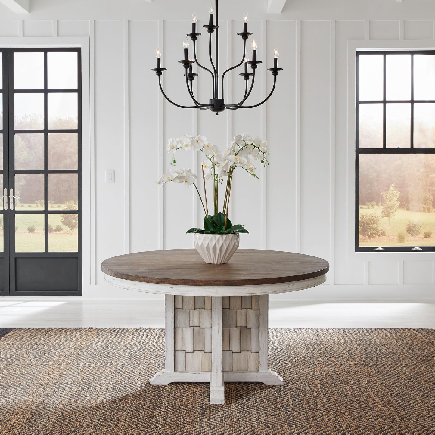 River Place - Pedestal Table - White - Hornell Furniture Outlet