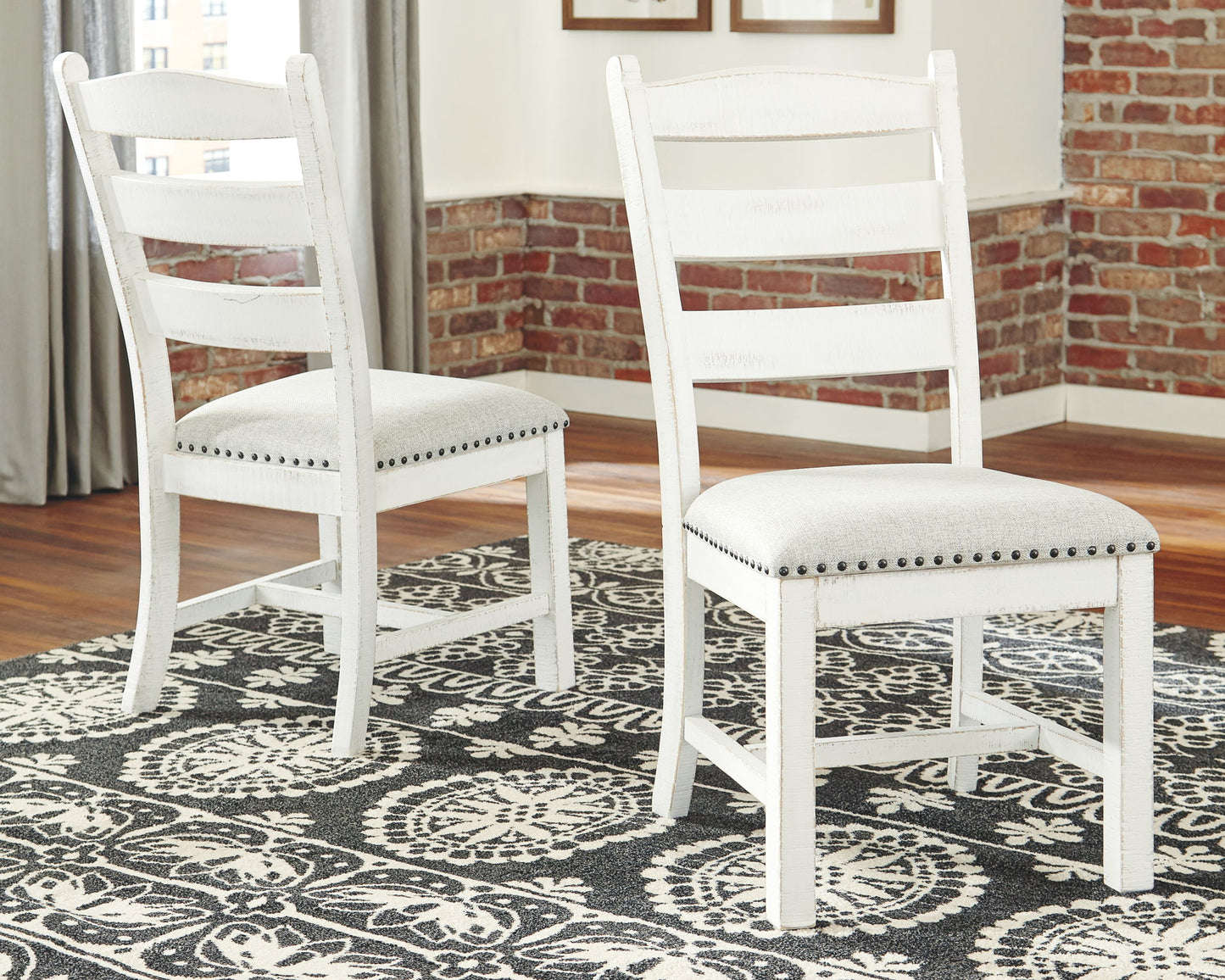 Valebeck - Beige / White - Dining UPH Side Chair (Set of 2) - Hornell Furniture Outlet