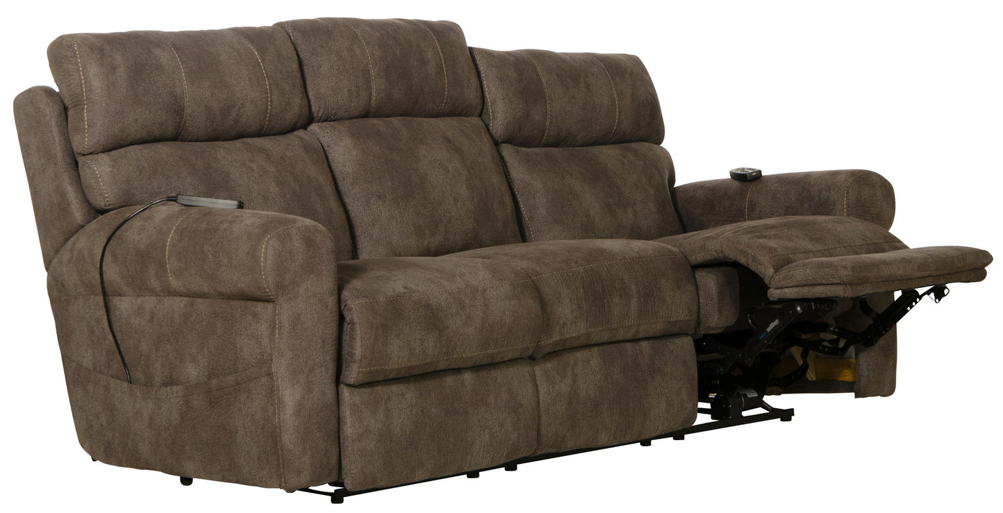 Tranquility - Power Headrest Power Lay Flat Reclining Sofa With DDT / CR3 Heat / Massage / Lumbar - Pewter - Hornell Furniture Outlet