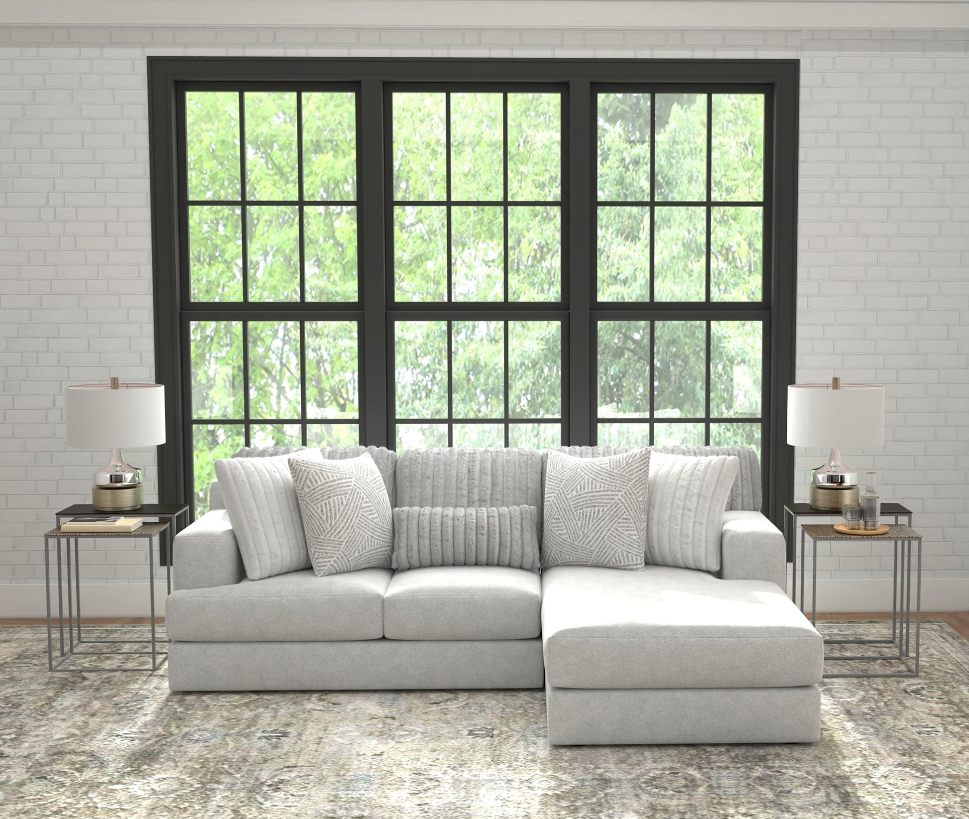 Logan - Upholstered Sectional With Comfort Coil Seating And Accent Pillows Included - Hornell Furniture Outlet