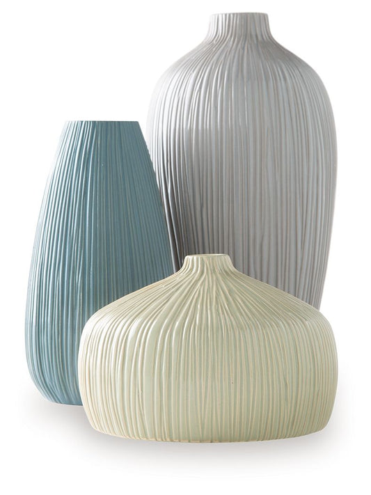 Eiderman - Vase Set (Set of 3) - Gray / Blue / Green - Hornell Furniture Outlet