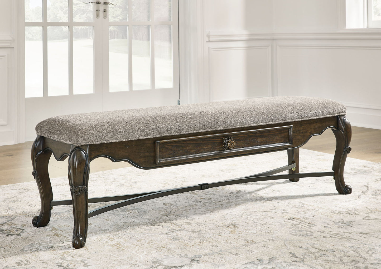 Maylee - Dark Brown - Upholstered Storage Bench - Hornell Furniture Outlet