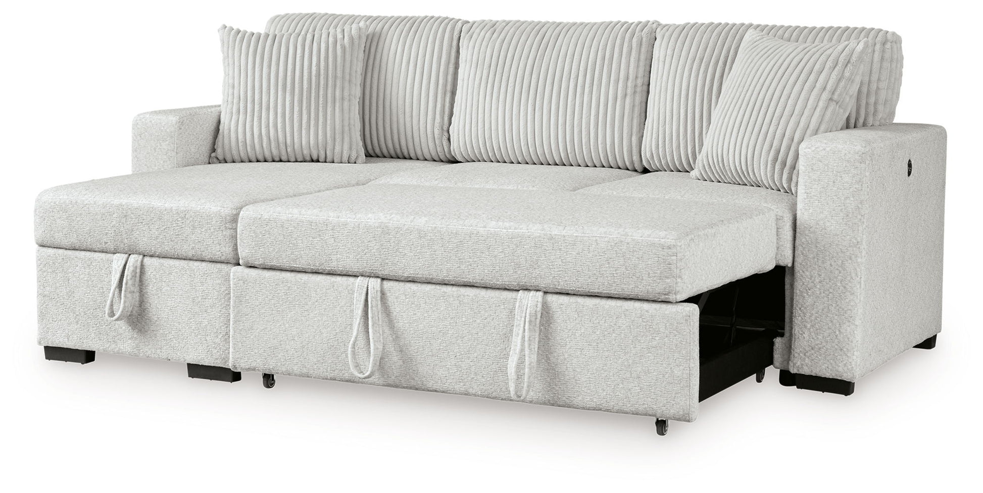 Wohlen - 2 - Piece Sectional With Pop Up Sleeper And LAF Corner Chaise - Alloy - Hornell Furniture Outlet